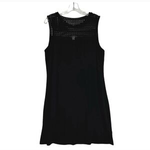 MICHAEL KORS Black Laser Cut Perforated Mesh Knit T-ShiRT Dress Women’s Size XL